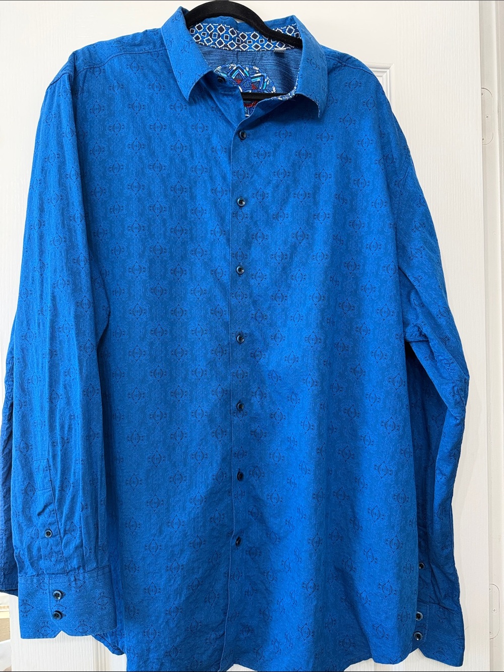 Robert Graham Men's Bright Blue Patterned Button-Down Shirt